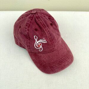 Music Note Baseball Cap Adjustable Treble Clef Heart Hat Burgundy Red